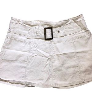 y2k tan belted mini skirt